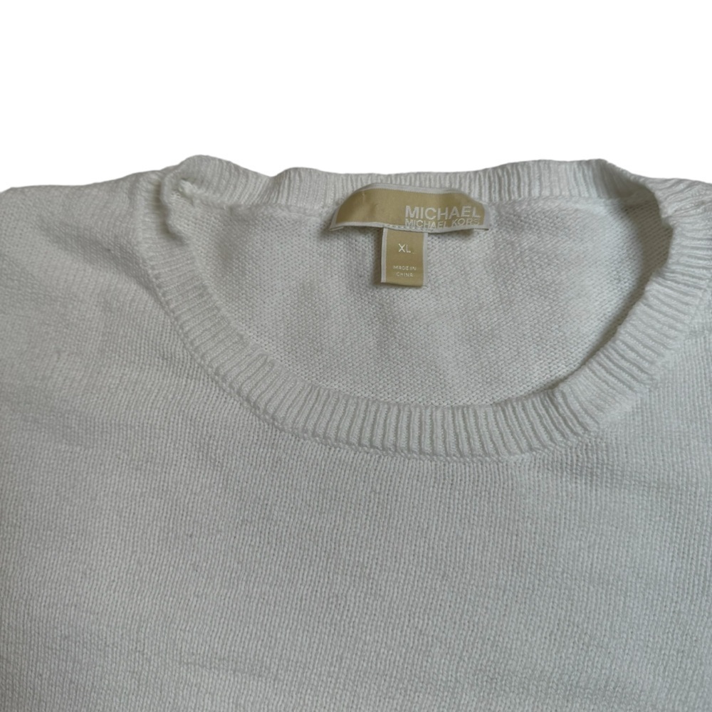 Michael Kors 100% Cotton Long Sleeve Round Neck Ruffle Sleeve Sweater Size Xl - Picture 10 of 14